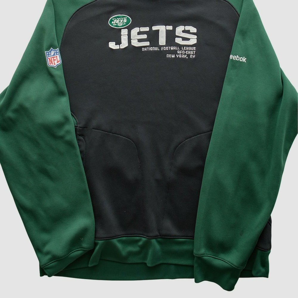 New York Jets Reebok 2010s Hooded Pullover Sweatshirt - Black Vintage discount