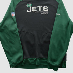 New York Jets Reebok 2010s Hooded Pullover Sweatshirt - Black Vintage discount