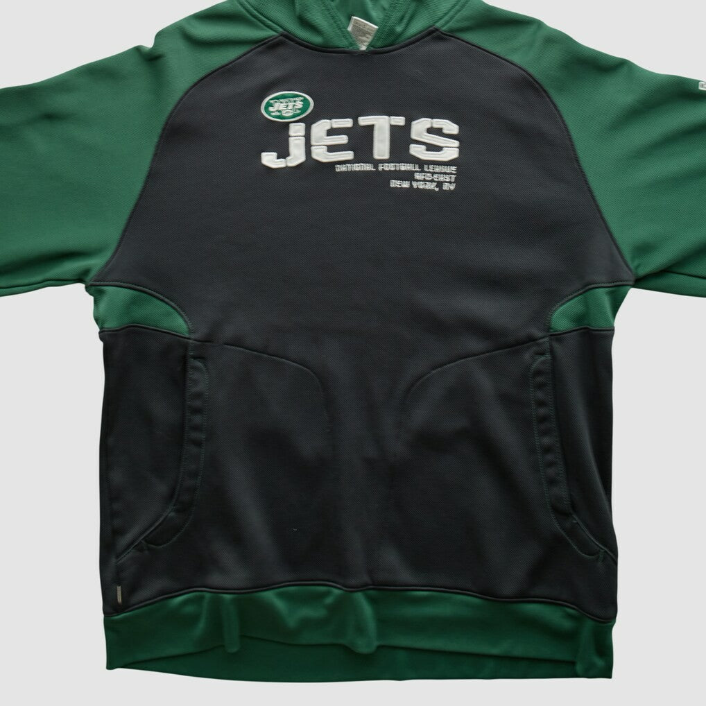 New York Jets Reebok 2010s Hooded Pullover Sweatshirt - Black Vintage discount