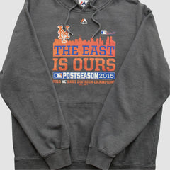 New York Mets Majestic 2015 Hooded Pullover Sweatshirt Dark Heather Gray Vintage