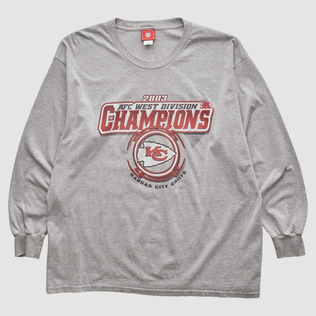Kansas City Chiefs NFL 2003 Long Sleeve T-shirt - Heather Gray Vintage cheap