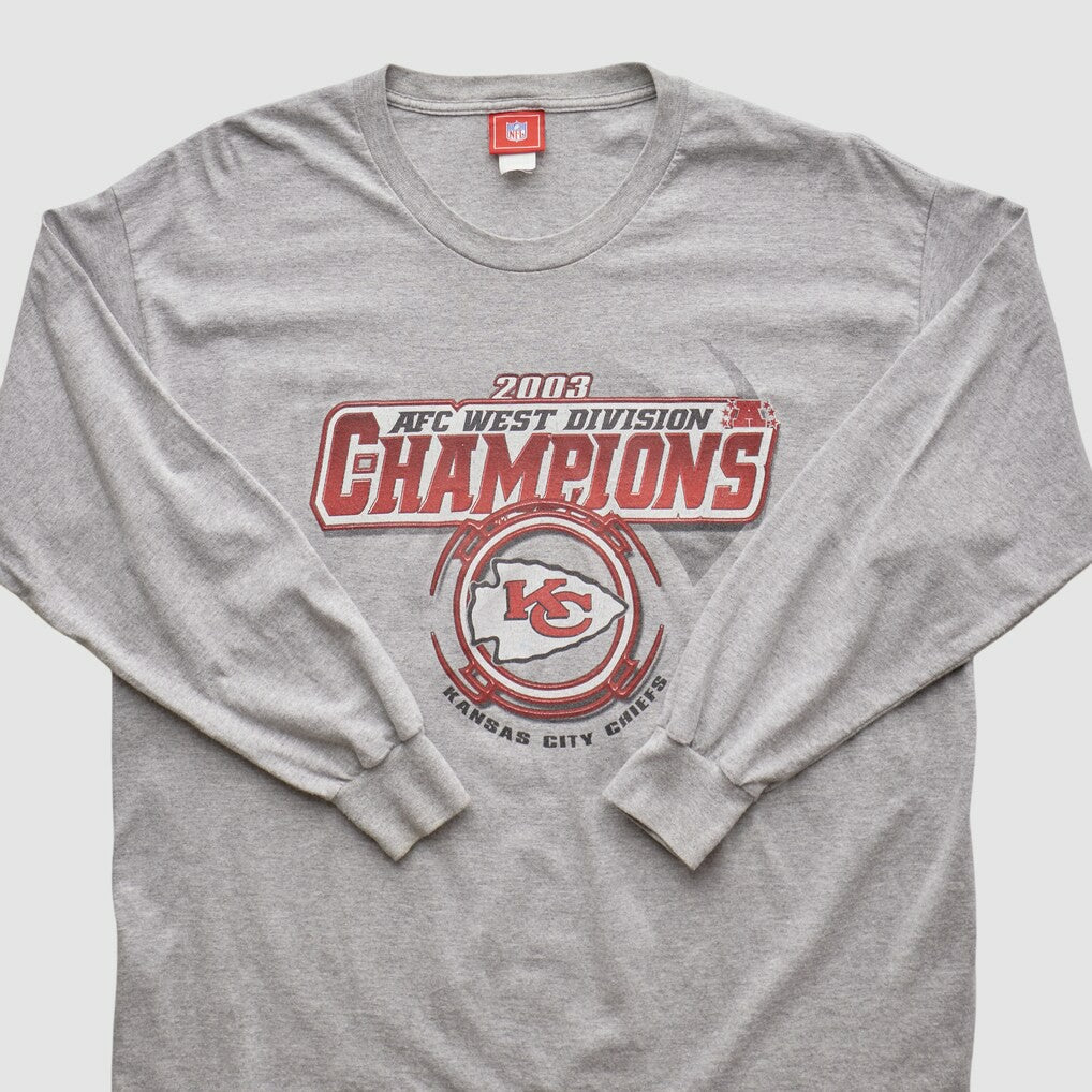 Kansas City Chiefs NFL 2003 Long Sleeve T-shirt - Heather Gray Vintage cheap