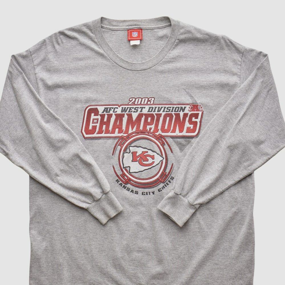 Kansas City Chiefs NFL 2003 Long Sleeve T-shirt - Heather Gray Vintage cheap