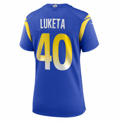 Jesse Luketa Los Angeles Rams Women's Team Game Jersey - Royal sale