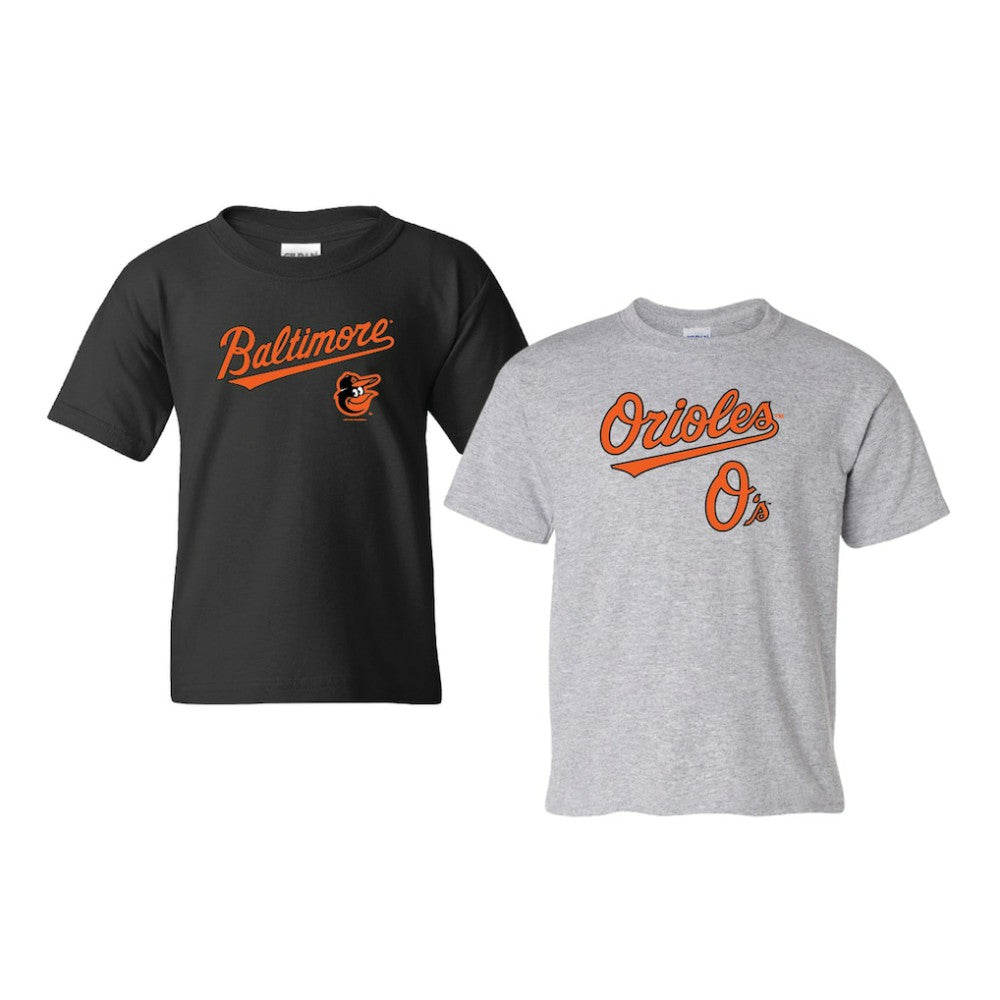 Baltimore Orioles Soft as a Grape Youth 2-Pack Logo T-Shirt Set Black/Gray