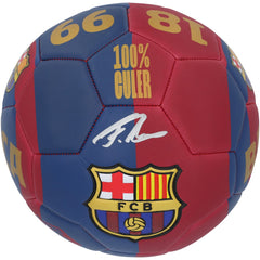 Fermin López Barcelona Autographed Red/Blue Logo Soccer Ball