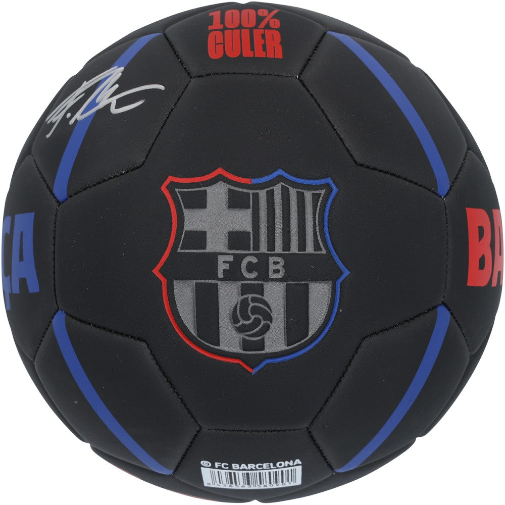 Fermin López Barcelona Autographed Black Logo Soccer Ball