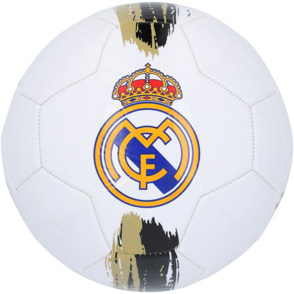Franco Mastantuono Real Madrid Autographed White/Gold Logo Soccer Ball