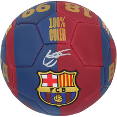 Gavi Barcelona Autographed Red/Blue Logo Soccer Ball