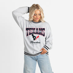 Houston Texans Gameday Couture Women's Oversized Gridiron Drive Ringer Stripe Sweatshirt - Ash/Black cheap