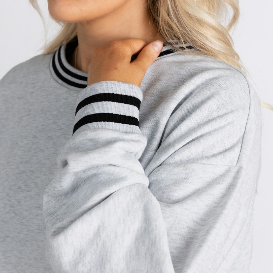 Houston Texans Gameday Couture Women's Oversized Gridiron Drive Ringer Stripe Sweatshirt - Ash/Black cheap