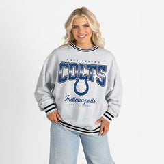 Indianapolis Colts Gameday Couture Women's Oversized Gridiron Drive Ringer Stripe Sweatshirt - Ash/Black cheap