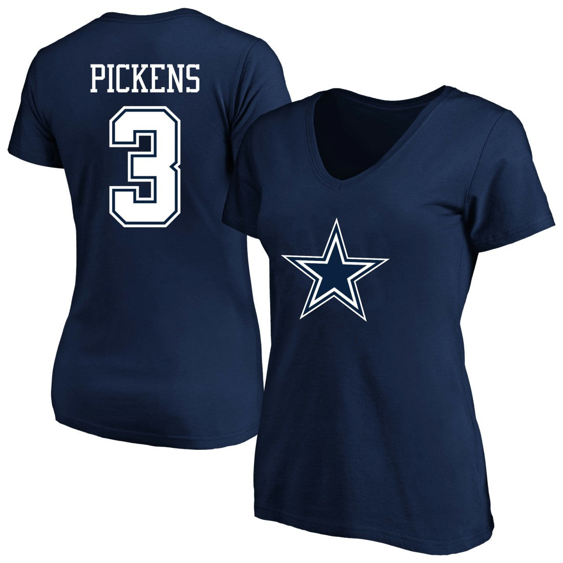 George Pickens Dallas Cowboys Women's Plus Size Name & Number V-Neck T-Shirt - Navy discount