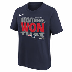 New England Patriots Youth 2025 AFC East Division Champions Locker Room Trophy Collection T-Shirt - Navy online
