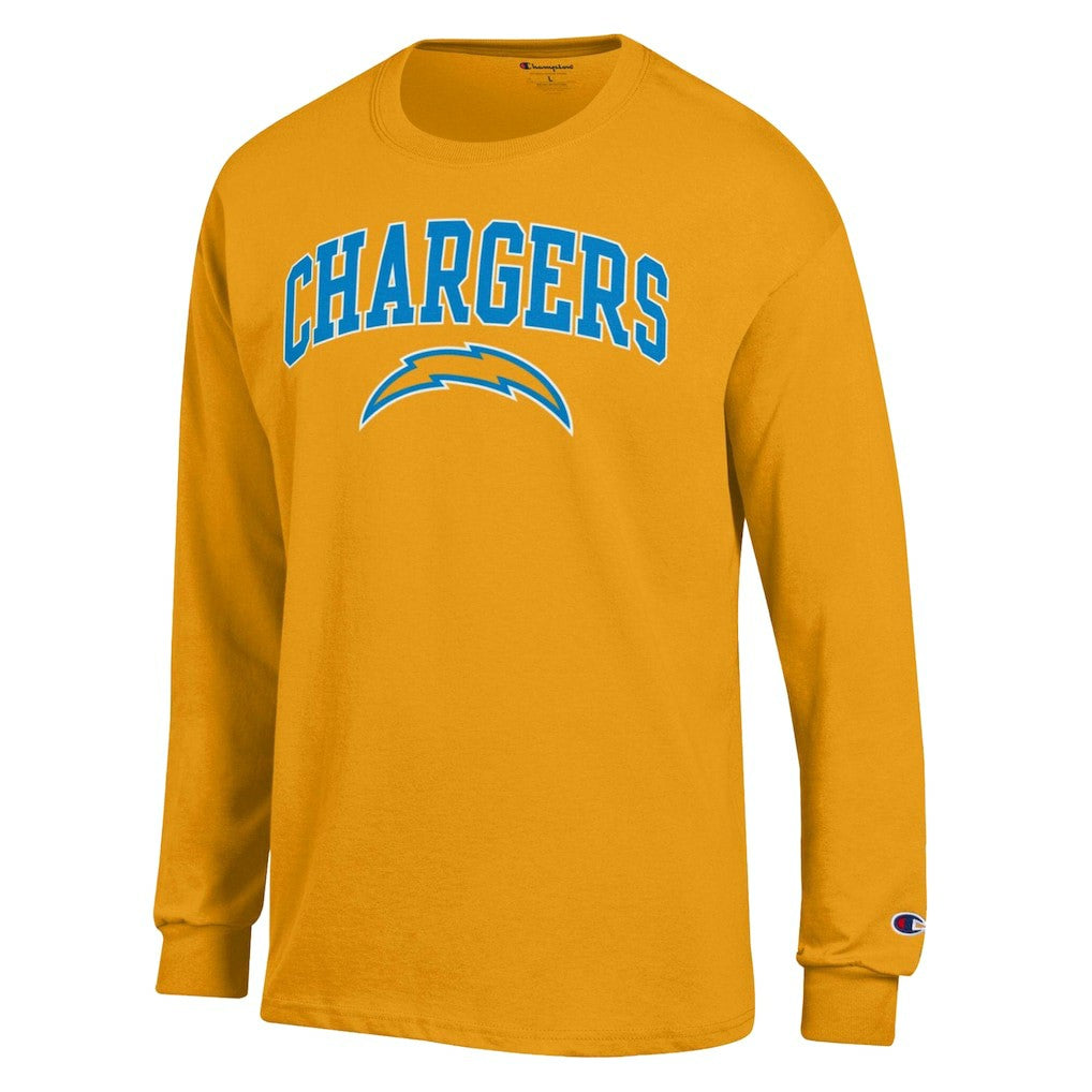 Los Angeles Chargers Champion Arch Over Logo Long Sleeve T-Shirt - Gold sale
