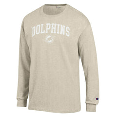 Miami Dolphins Champion White Ink Jersey Long Sleeve T-Shirt - Oatmeal sale