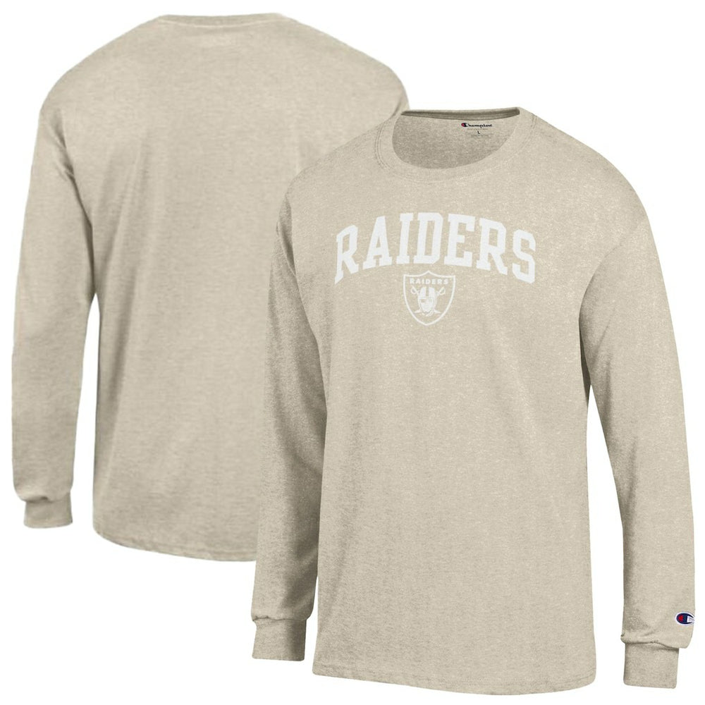 Las Vegas Raiders Champion White Ink Jersey Long Sleeve T-Shirt - Oatmeal online