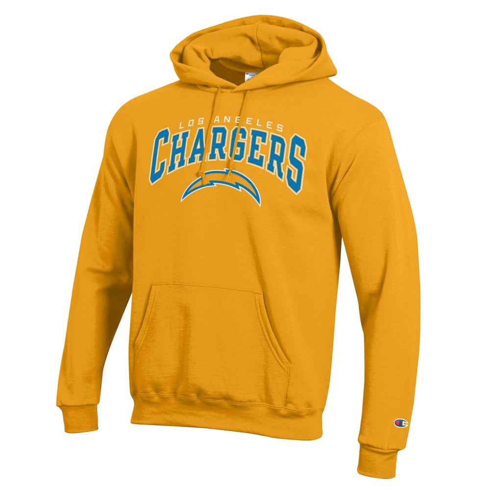 Los Angeles Chargers Champion Powerblend Arch over Logo Hoodie - Gold discount