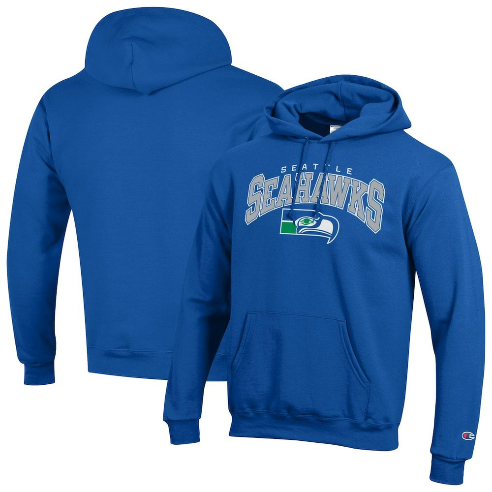 Seattle Seahawks Champion Powerblend Arch over Logo Hoodie - Royal for sale