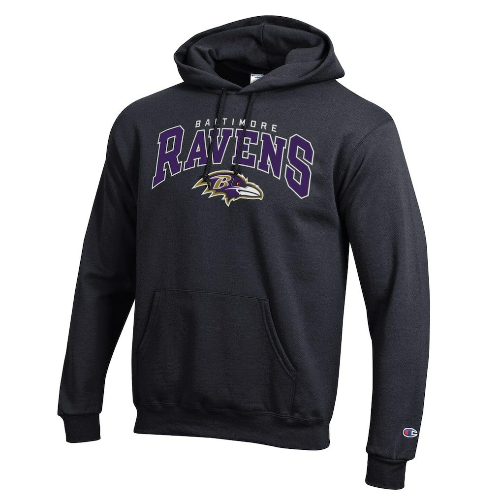 Baltimore Ravens Champion Powerblend Arch over Logo Hoodie - Black on sale