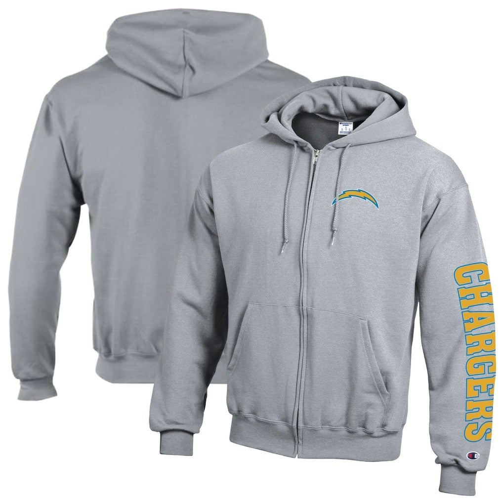 Los Angeles Chargers Champion Powerblend Fleece Full-Zip Hoodie - Heather Gray outlet