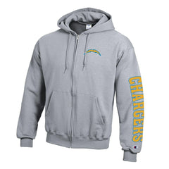 Los Angeles Chargers Champion Powerblend Fleece Full-Zip Hoodie - Heather Gray outlet
