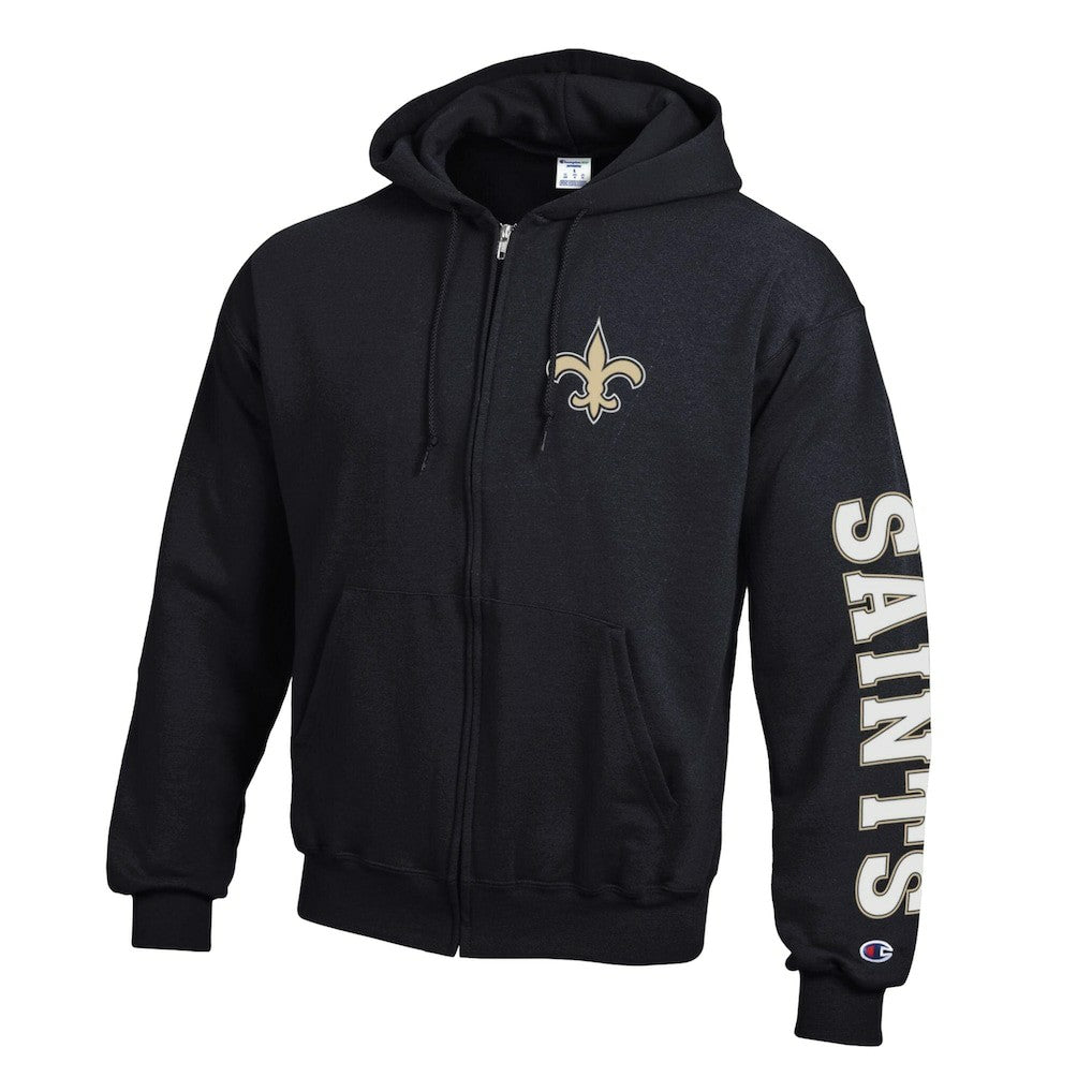 New Orleans Saints Champion Powerblend Fleece Full-Zip Hoodie - Black sale