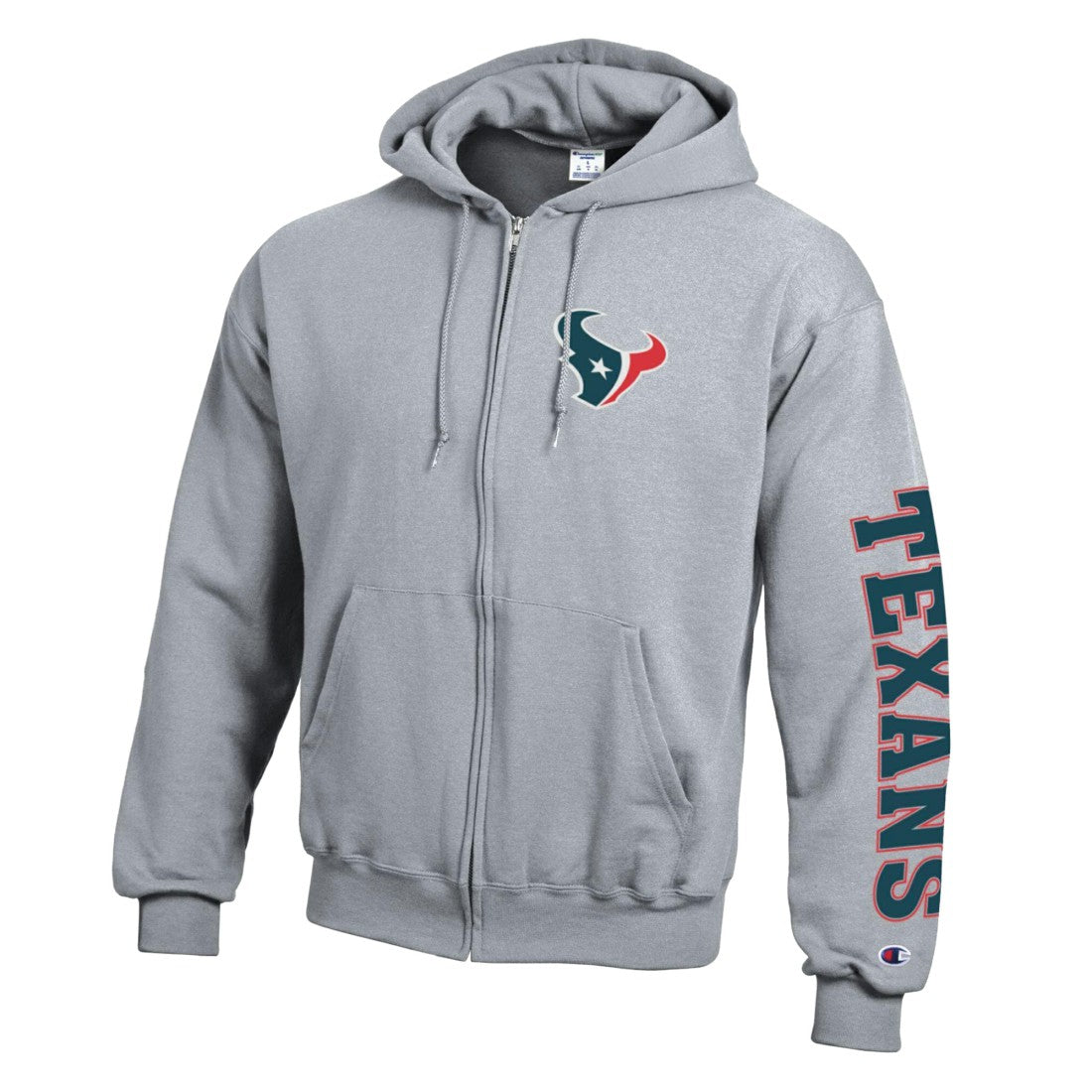 Houston Texans Champion Powerblend Fleece Full-Zip Hoodie - Heather Gray on sale