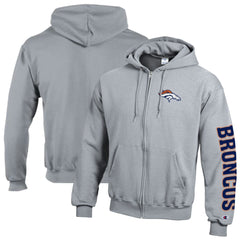 Denver Broncos Champion Powerblend Fleece Full-Zip Hoodie - Heather Gray sale