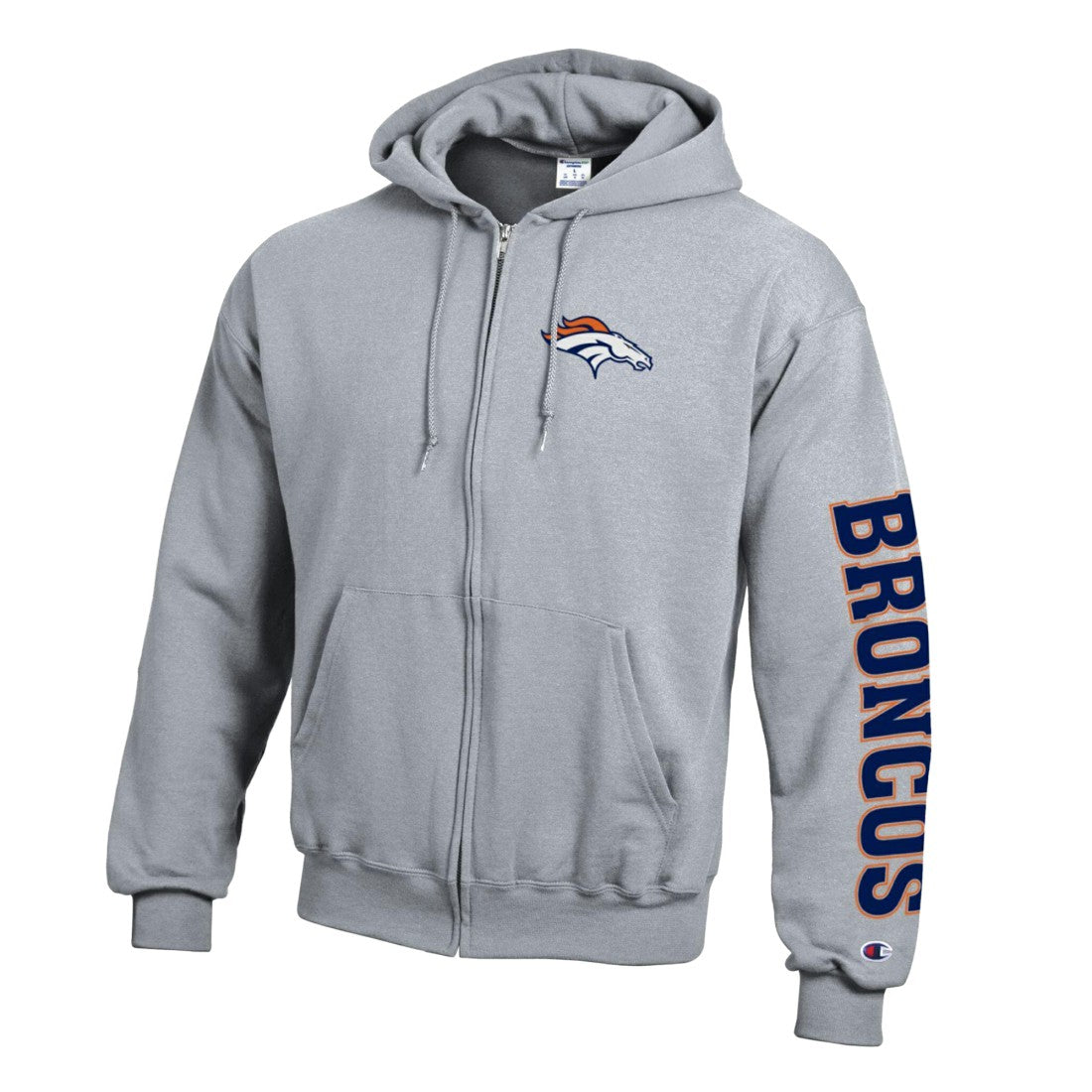 Denver Broncos Champion Powerblend Fleece Full-Zip Hoodie - Heather Gray sale