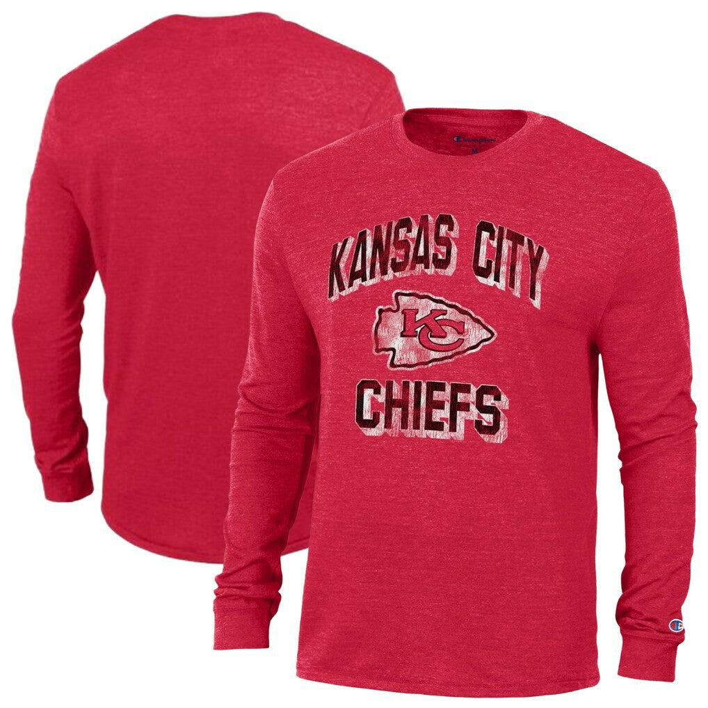 Kansas City Chiefs Champion Ultimate Tri-Blend Long Sleeve T-Shirt - Red on sale