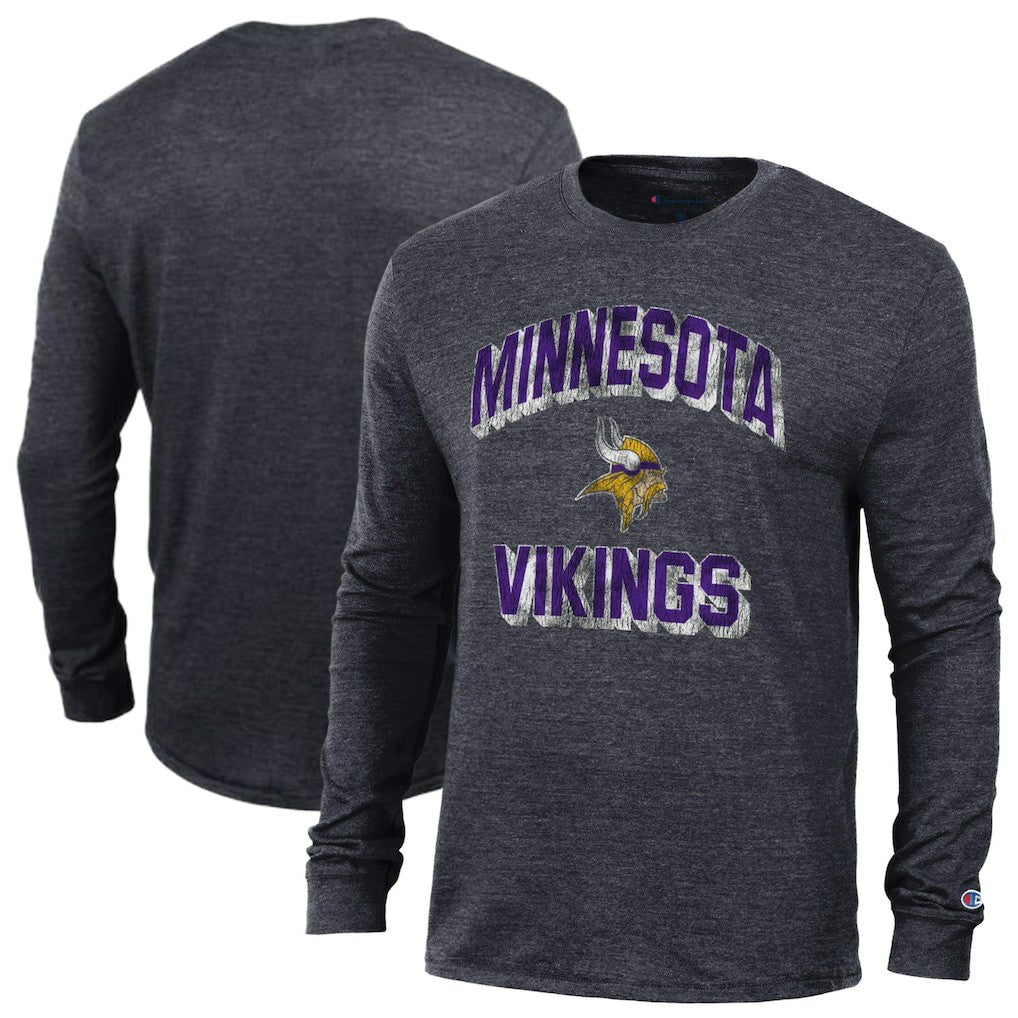 Minnesota Vikings Champion Ultimate Tri-Blend Long Sleeve T-Shirt - Heather Black cheap