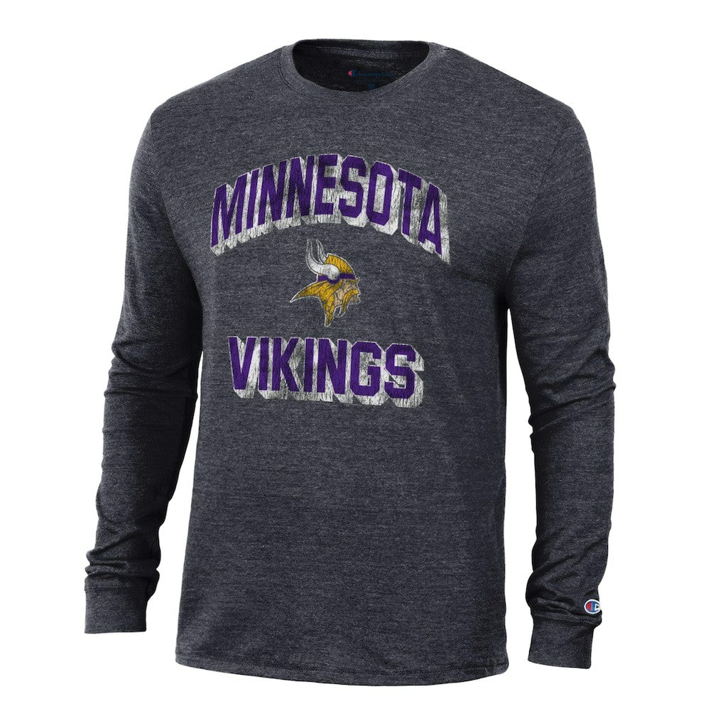 Minnesota Vikings Champion Ultimate Tri-Blend Long Sleeve T-Shirt - Heather Black cheap