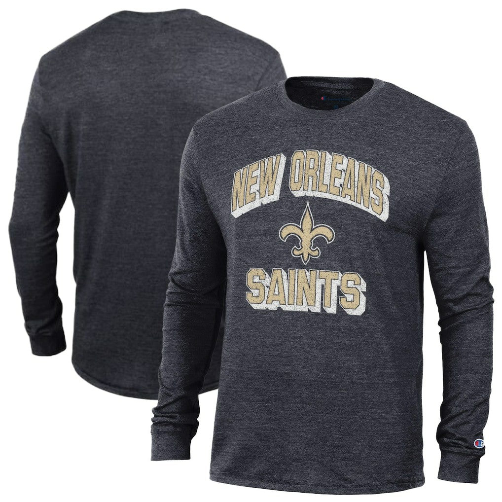 New Orleans Saints Champion Ultimate Tri-Blend Long Sleeve T-Shirt - Heather Black cheap