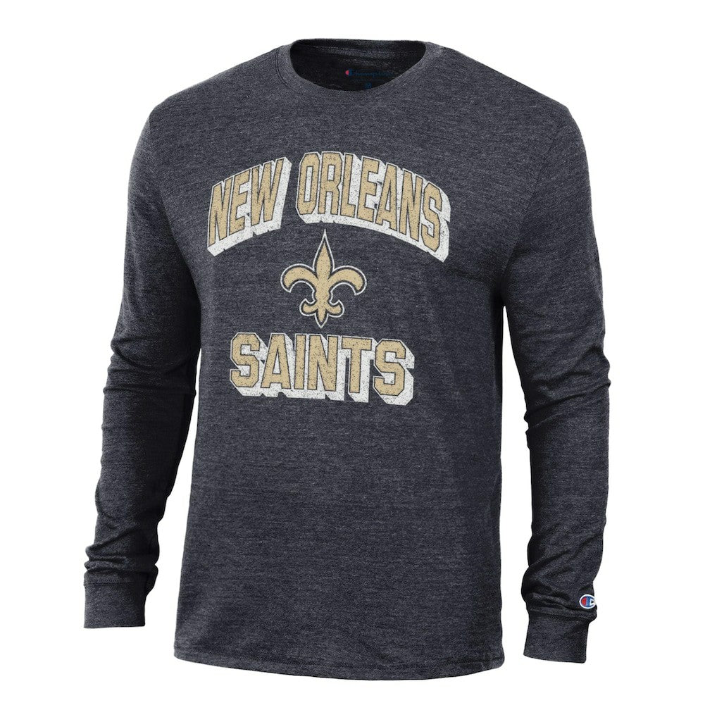 New Orleans Saints Champion Ultimate Tri-Blend Long Sleeve T-Shirt - Heather Black cheap