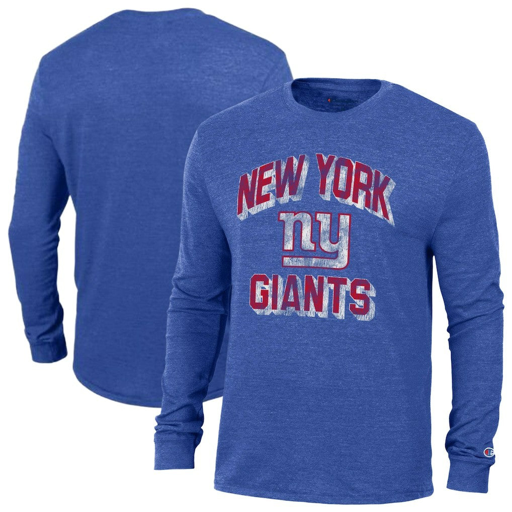 New York Giants Champion Ultimate Tri-Blend Long Sleeve T-Shirt - Heather Royal on sale