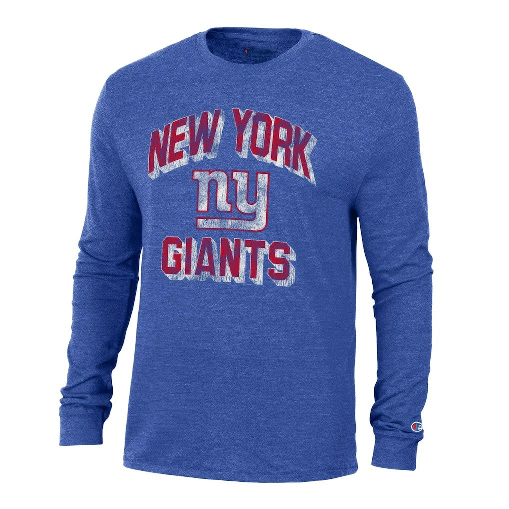 New York Giants Champion Ultimate Tri-Blend Long Sleeve T-Shirt - Heather Royal on sale