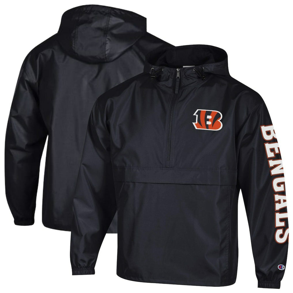 Cincinnati Bengals Champion Packable Windbreaker Half-Zip Jacket - Black outlet