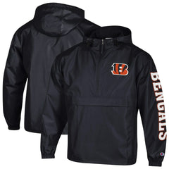 Cincinnati Bengals Champion Packable Windbreaker Half-Zip Jacket - Black outlet