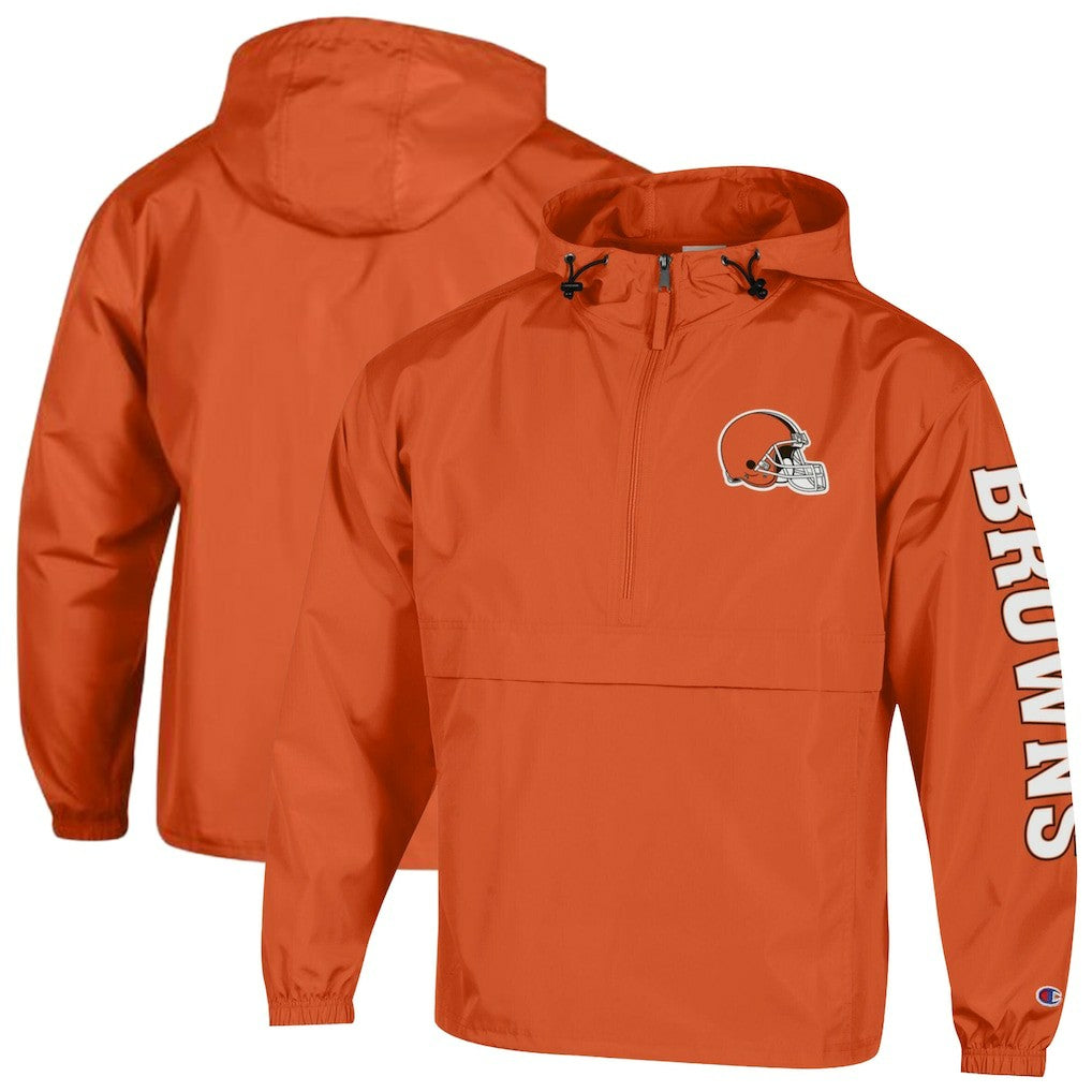 Cleveland Browns Champion Packable Windbreaker Half-Zip Jacket - Orange on sale
