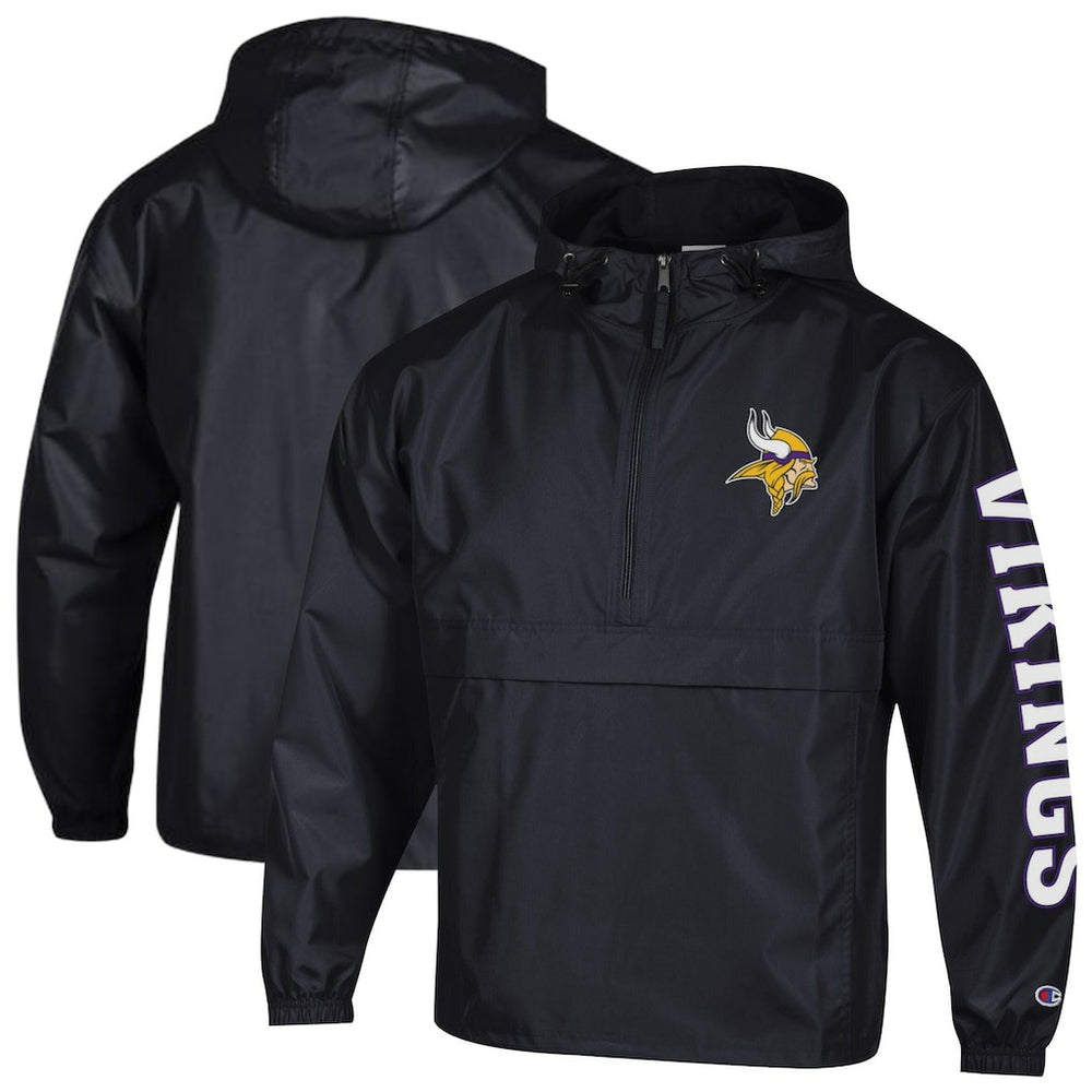 Minnesota Vikings Champion Packable Windbreaker Half-Zip Jacket - Black discount