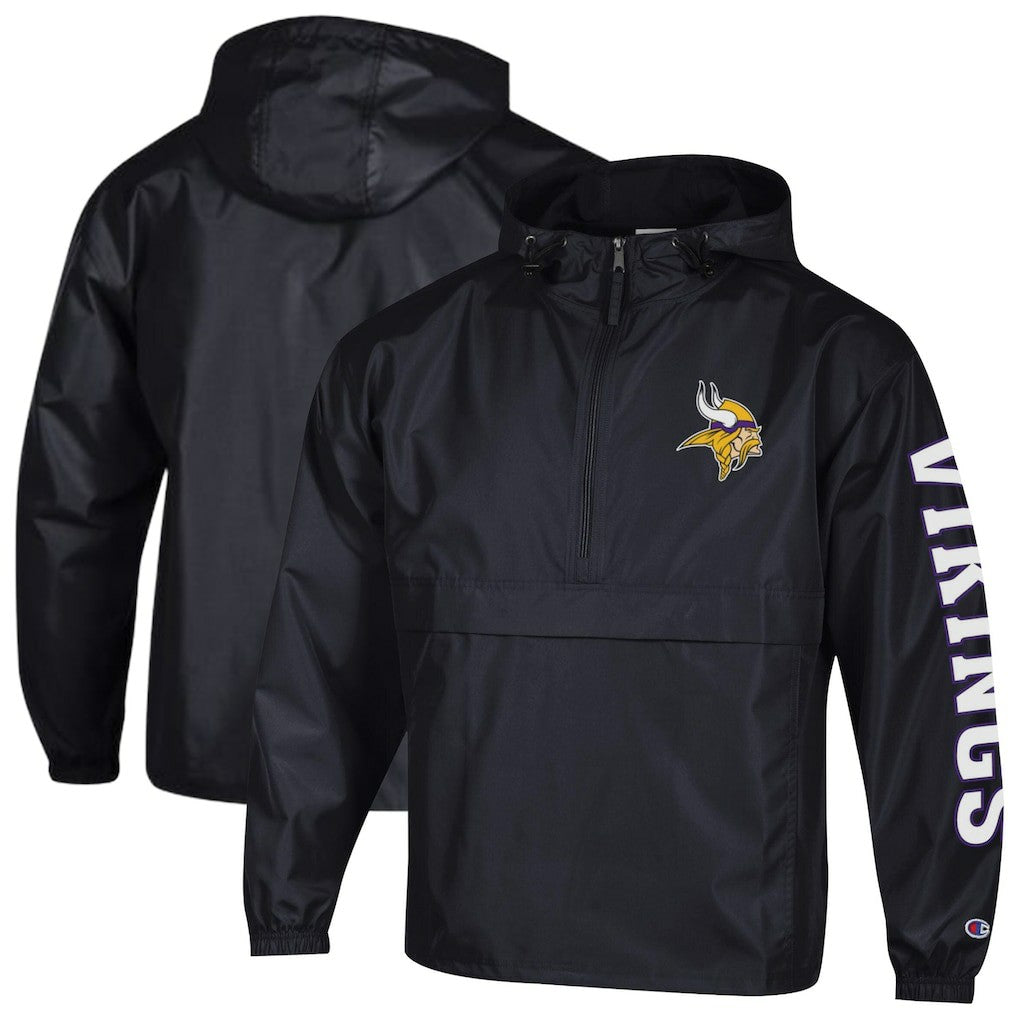 Minnesota Vikings Champion Packable Windbreaker Half-Zip Jacket - Black discount
