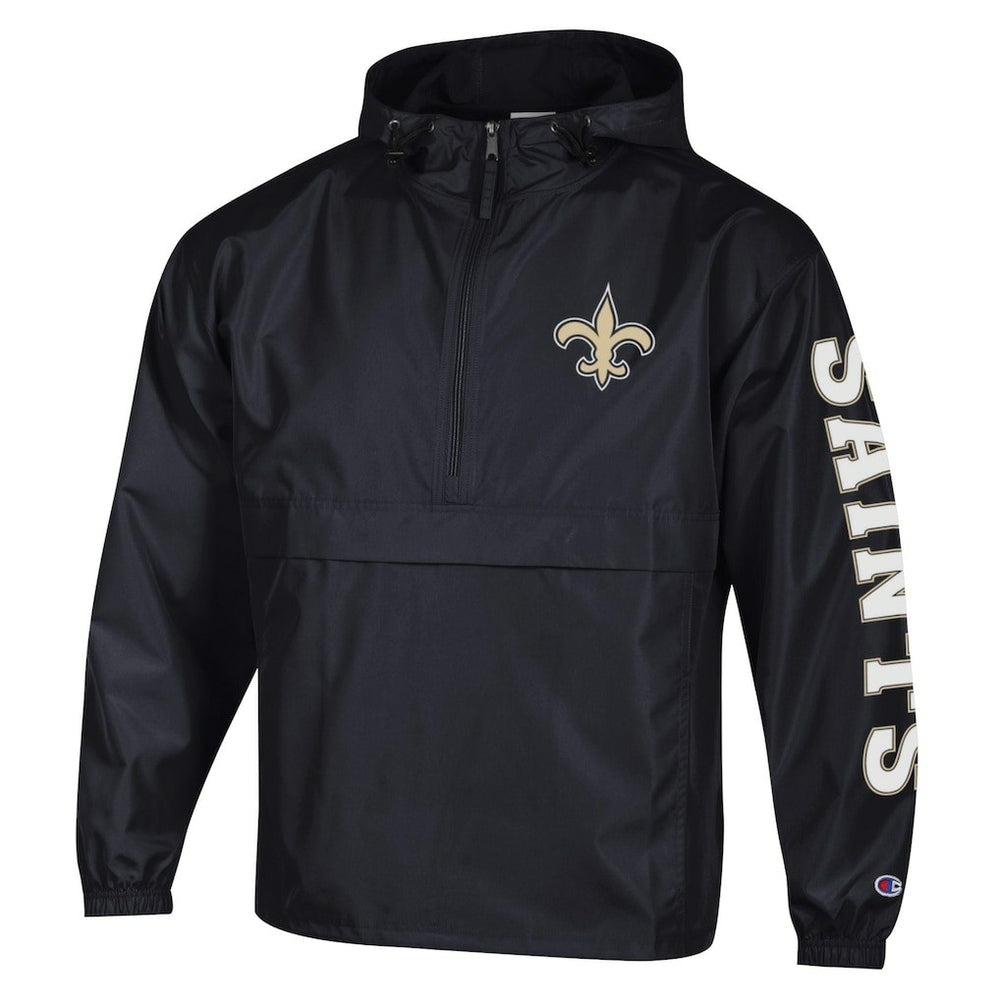 New Orleans Saints Champion Packable Windbreaker Half-Zip Jacket - Black discount