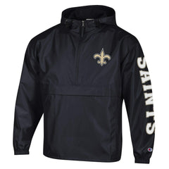 New Orleans Saints Champion Packable Windbreaker Half-Zip Jacket - Black discount