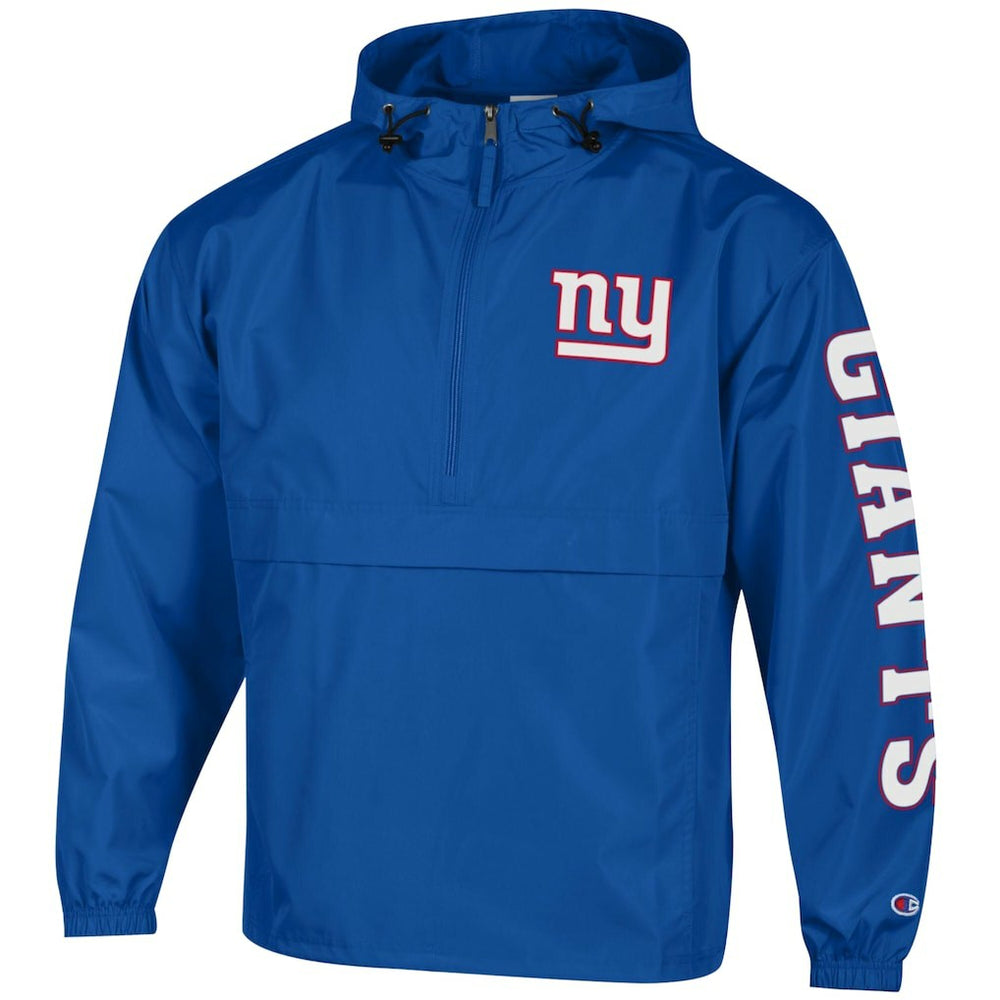 New York Giants Champion Packable Windbreaker Half-Zip Jacket - Royal on sale