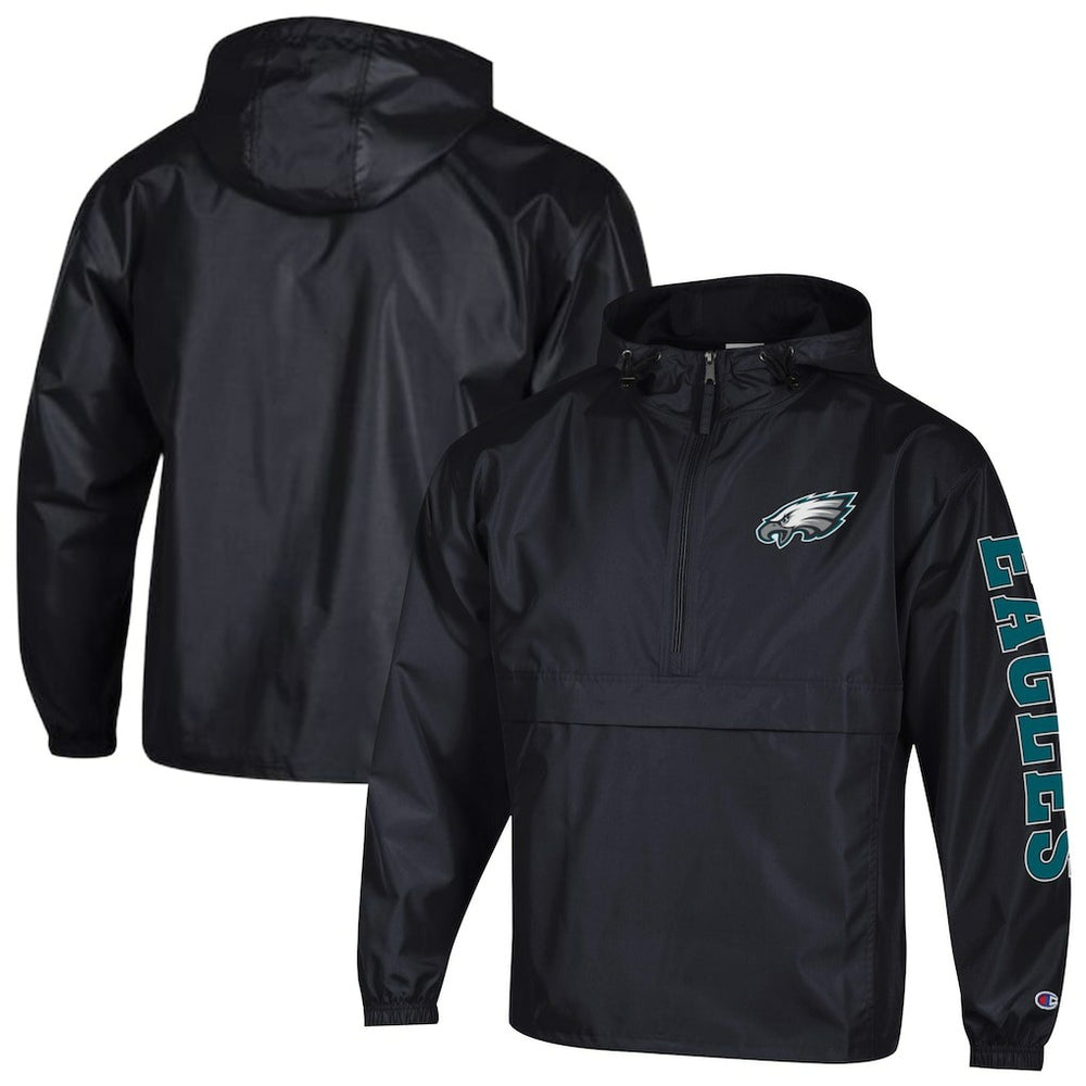 Philadelphia Eagles Champion Packable Windbreaker Half-Zip Jacket - Black outlet