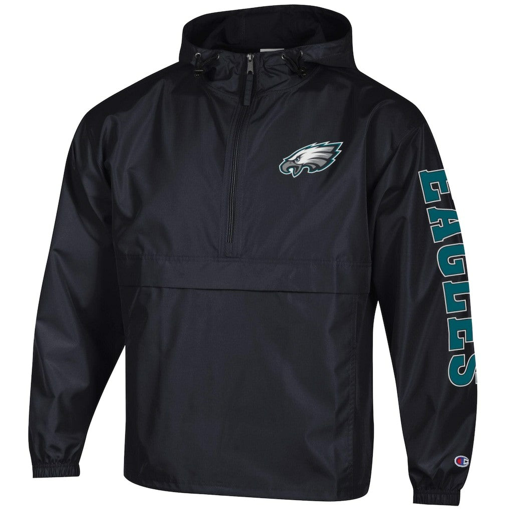 Philadelphia Eagles Champion Packable Windbreaker Half-Zip Jacket - Black outlet
