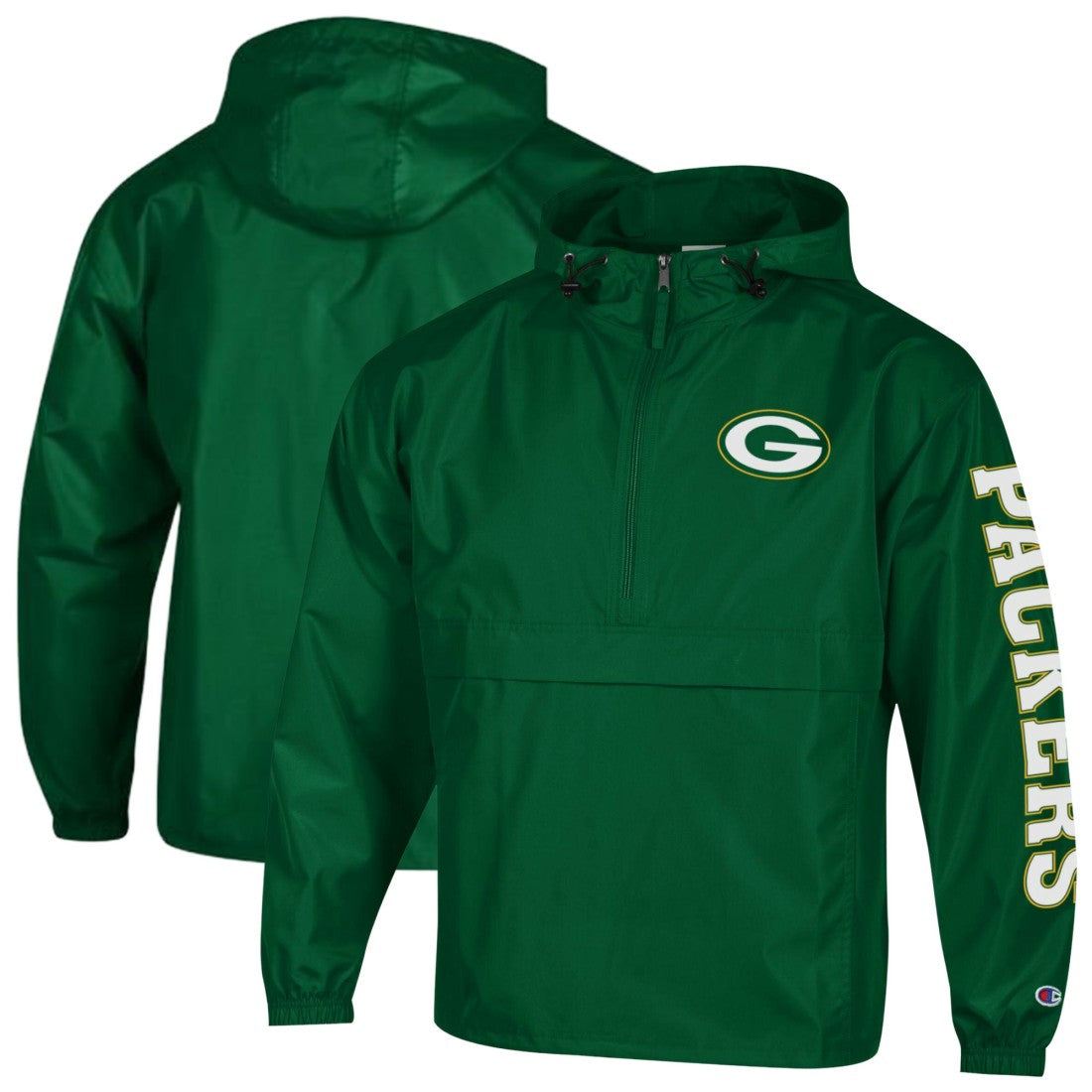 Green Bay Packers Champion Packable Windbreaker Half-Zip Jacket - Green sale
