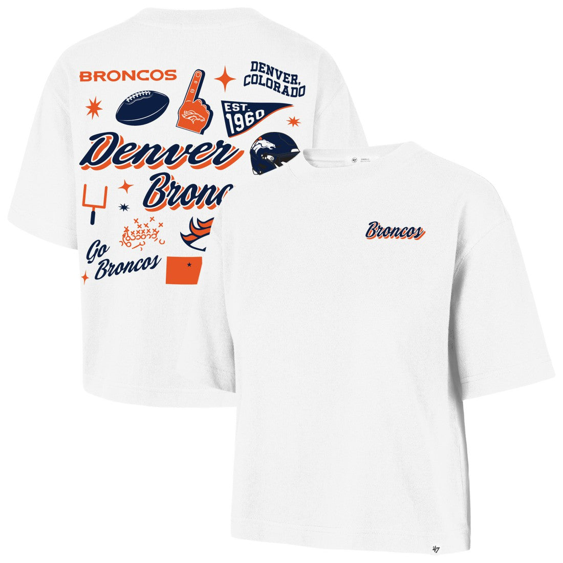 Denver Broncos '47 Women's Collage Script Reed City T-Shirt - White on sale