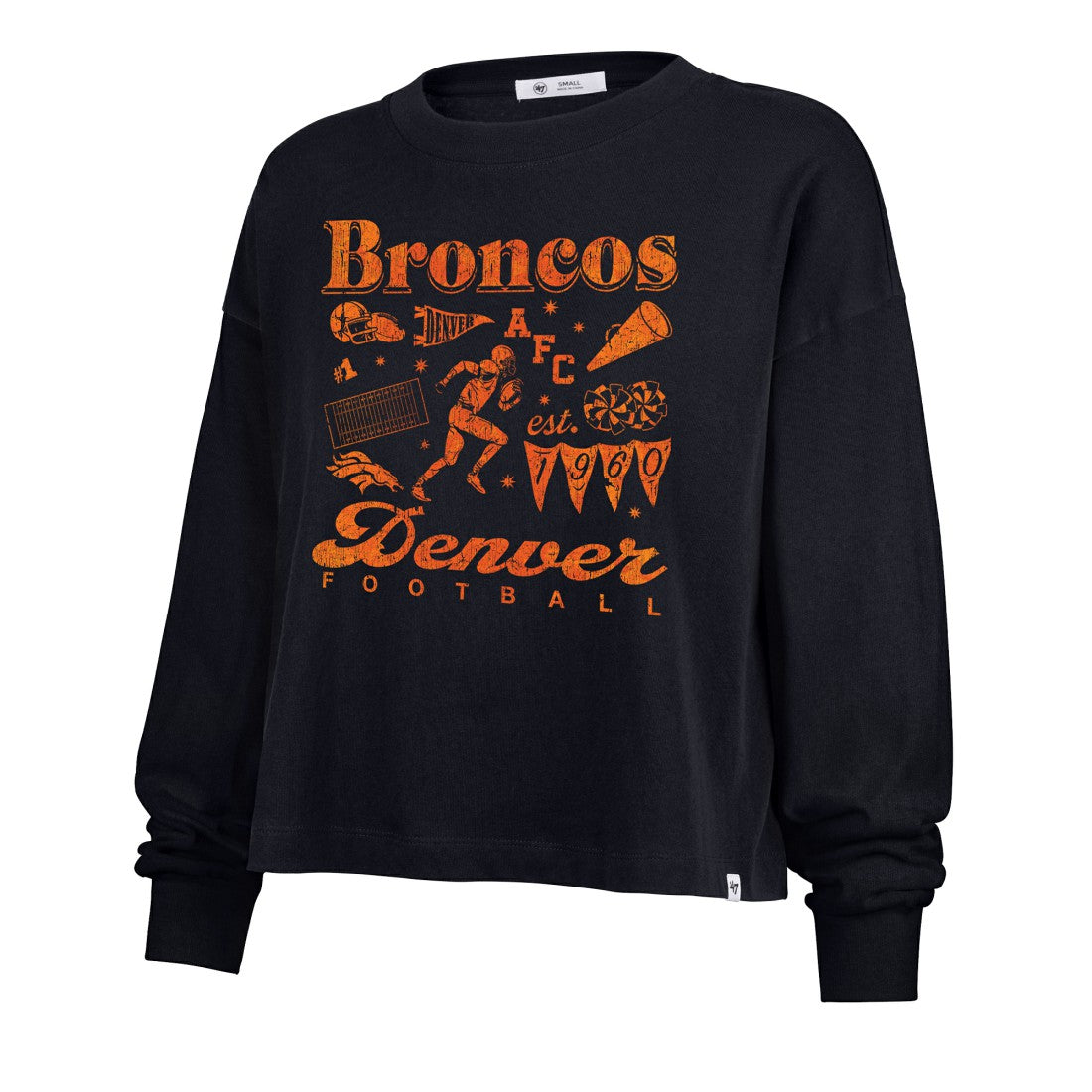 Denver Broncos '47 Women's Team Collage Sydney Long Sleeve T-Shirt - Navy online